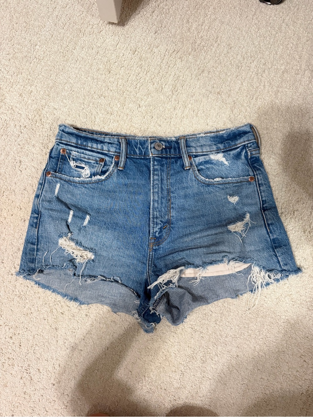 Abercrombie & Fitch The Mom Short High-Rise Denim Shorts - Blue